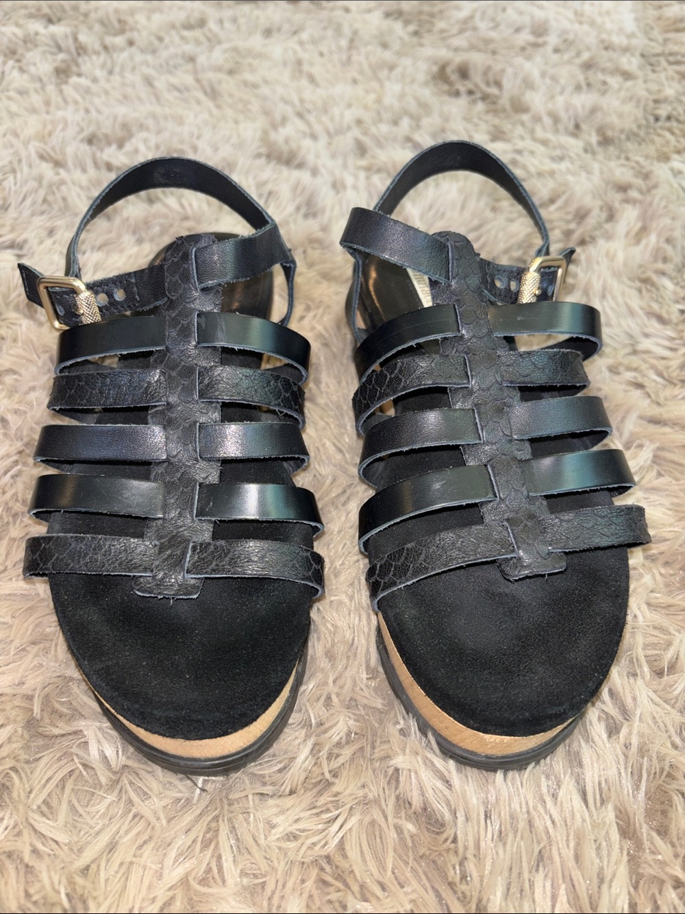 Manufacture d'Essai black leather gladiator 2.5 inch platform Size 38 (7.5 US)